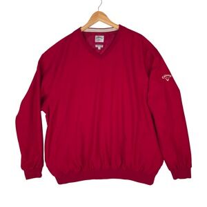 Callaway Golf Sport Windshirt Mens XL Red V-Neck Brushed Microfiber Pullover